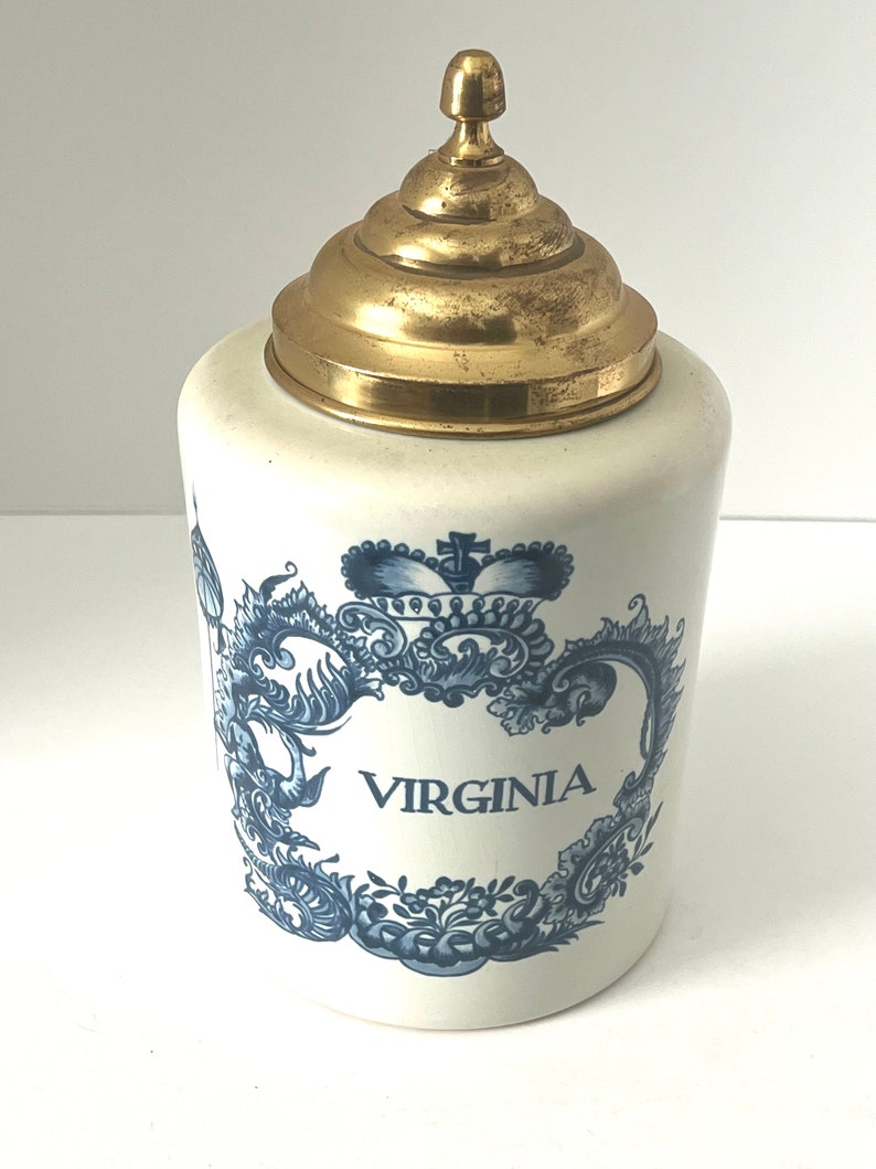 Holland Delft Virginia Tobacco JarBlue and White Ginger JarChinoiserie Ginger Jar image 1