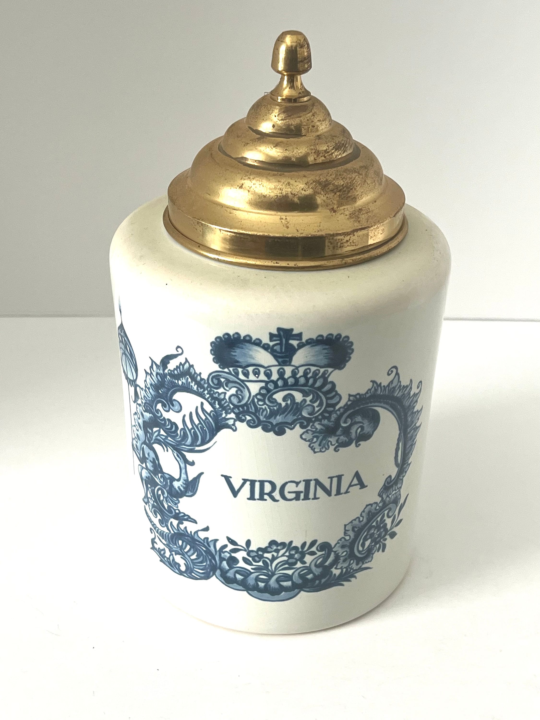 delft tobacco jar virginia Holland Delft Virginia Tobacco Jar--Blue and White Ginger Jar--Chinoiserie  Ginger Jar