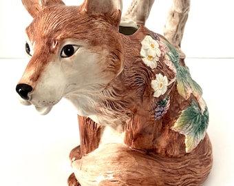 Fitz and Floyd FOX Pitcher--Ceramic Fox Pitcher--FF Fox Water Pitcher