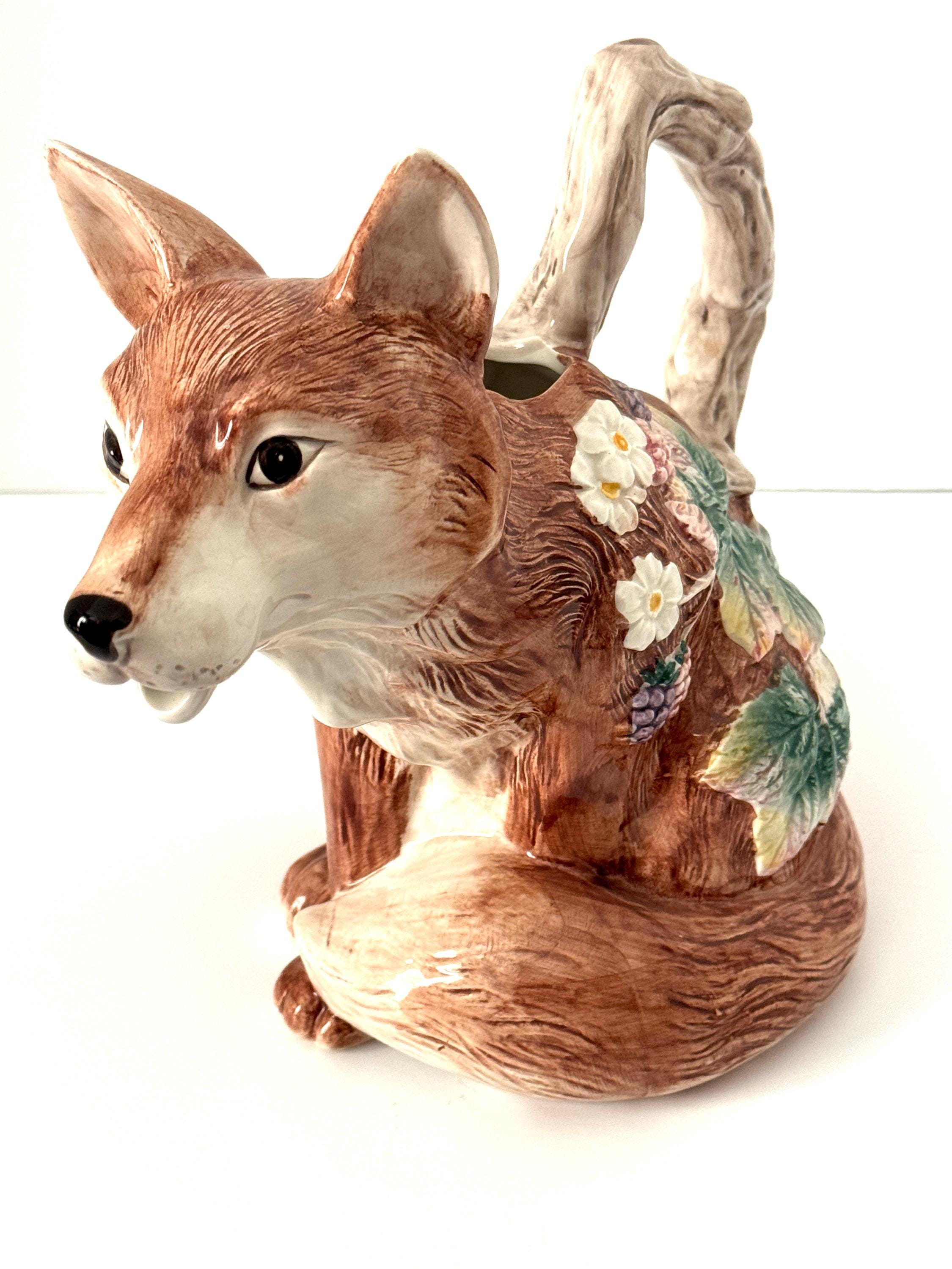 Fitz and Floyd FOX Pitcher--ceramic Fox Pitcher--ff Fox Water