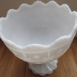 MILK GLASS Pedestal Bowl--Starburst Milk Glass Vase--1960s--Collectible Milk Glass image 5