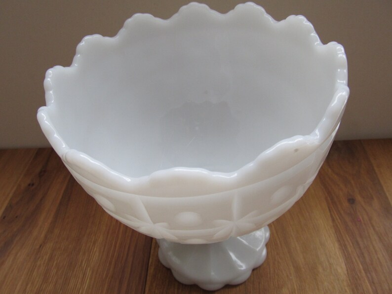MILK GLASS Pedestal Bowl--Starburst Milk Glass Vase--1960s--Collectible Milk Glass image 5