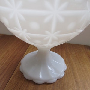 MILK GLASS Pedestal Bowl--Starburst Milk Glass Vase--1960s--Collectible Milk Glass image 2