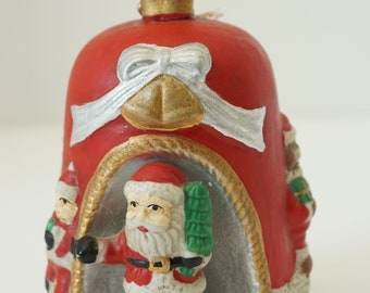 VTG Ceramic Christmas Bell with Santa--Red Santa Christmas Bell