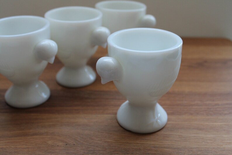 White Chicken Egg Cupsset Of 4 Oversized Chicken Egg Etsy