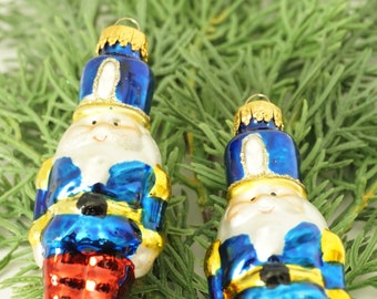 Set of 2 Glass Nutcracker Ornaments--Small Nutcracker Ornaments