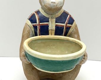 VTG Ceramic Monkey with Bowl In Lap--Monkey Dish--Chinoiserie Bowl