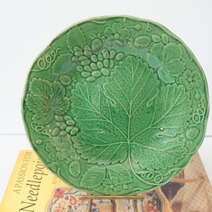 Majolica Leaf and Grape Plate--VTG Majolica Plate --Ceramic Majolica Plate
