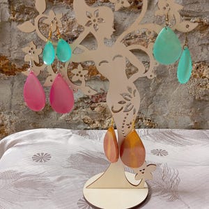 Epoxy resin earrings – handmade teardrop – lightweight boho jewelry – original gift for women