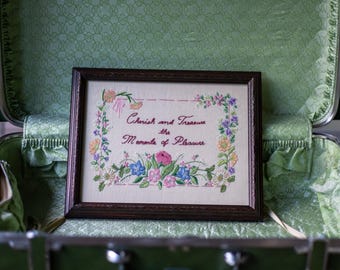 Vintage Framed Floral Embroidery