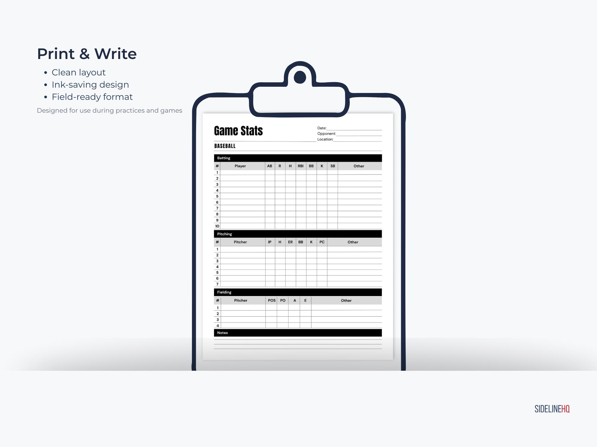 Pitching Practice Tracker Baseball Coach Planner Printable | Practice Plan, Lineup Card, Pitching ...