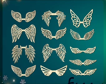 Angel Wings ornaments, Wings for Macrame Set, Laser and Paper Cut File  SVG