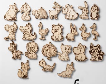 Cute Animal Keychain Bundle SVG | Laser Cut Engraving Design | Mega Vector Pack for Kids