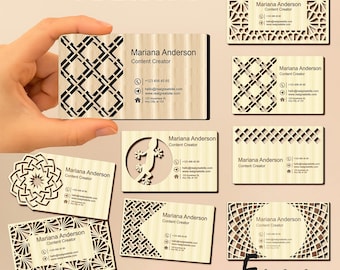 Set of 8 Business Card Template, Laser Cut File, Creative & Customizable Design
