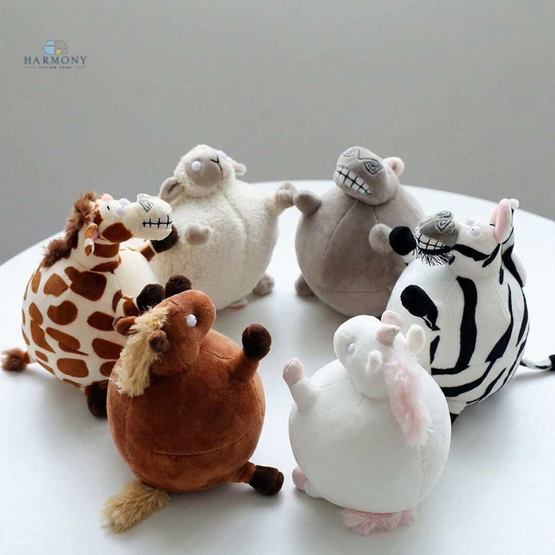 Chunky Animal Plushies – Round Stuffed Toy Collection - Etsy