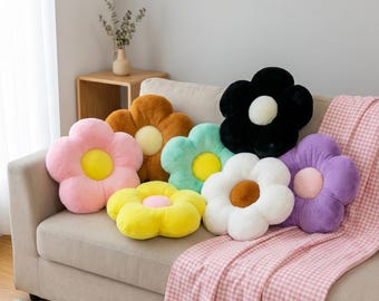 Plush Daisy Pillow, Flower Shaped Cushion, Cozy Soft Decorative Throw Pillow, Bedroom Decor, Kids Nursery Gift