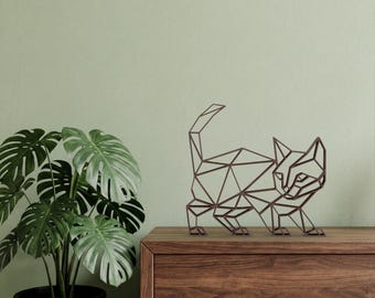 Geometric Origami-Style Cat – Minimalist 3D Printed PLA Figure | Modern Decorative Sculpture for Home or Office