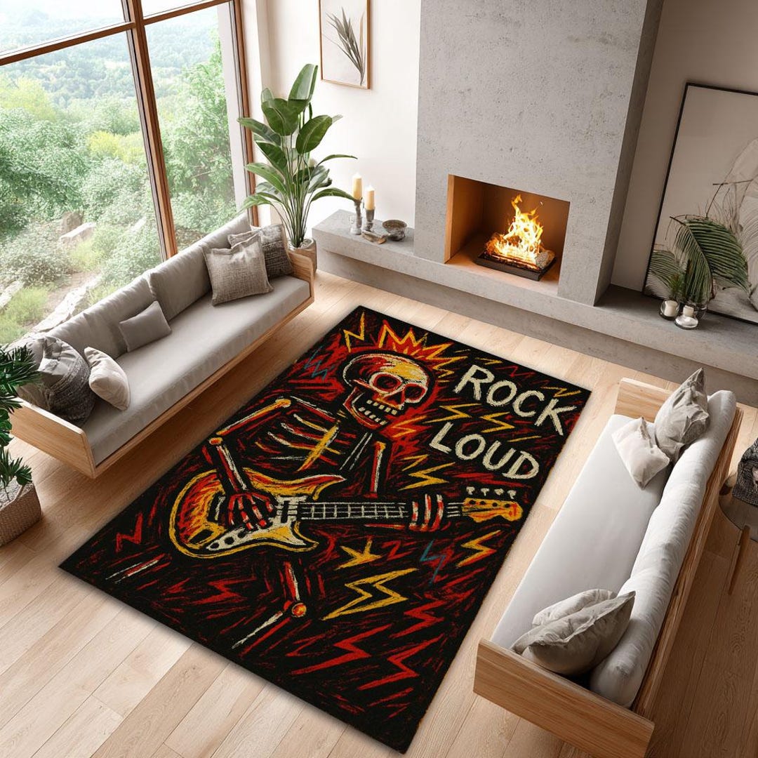 Punk Rugs Punk Rock Skull Rug: Street Art Graffiti Skeleton Carpet - Etsy
