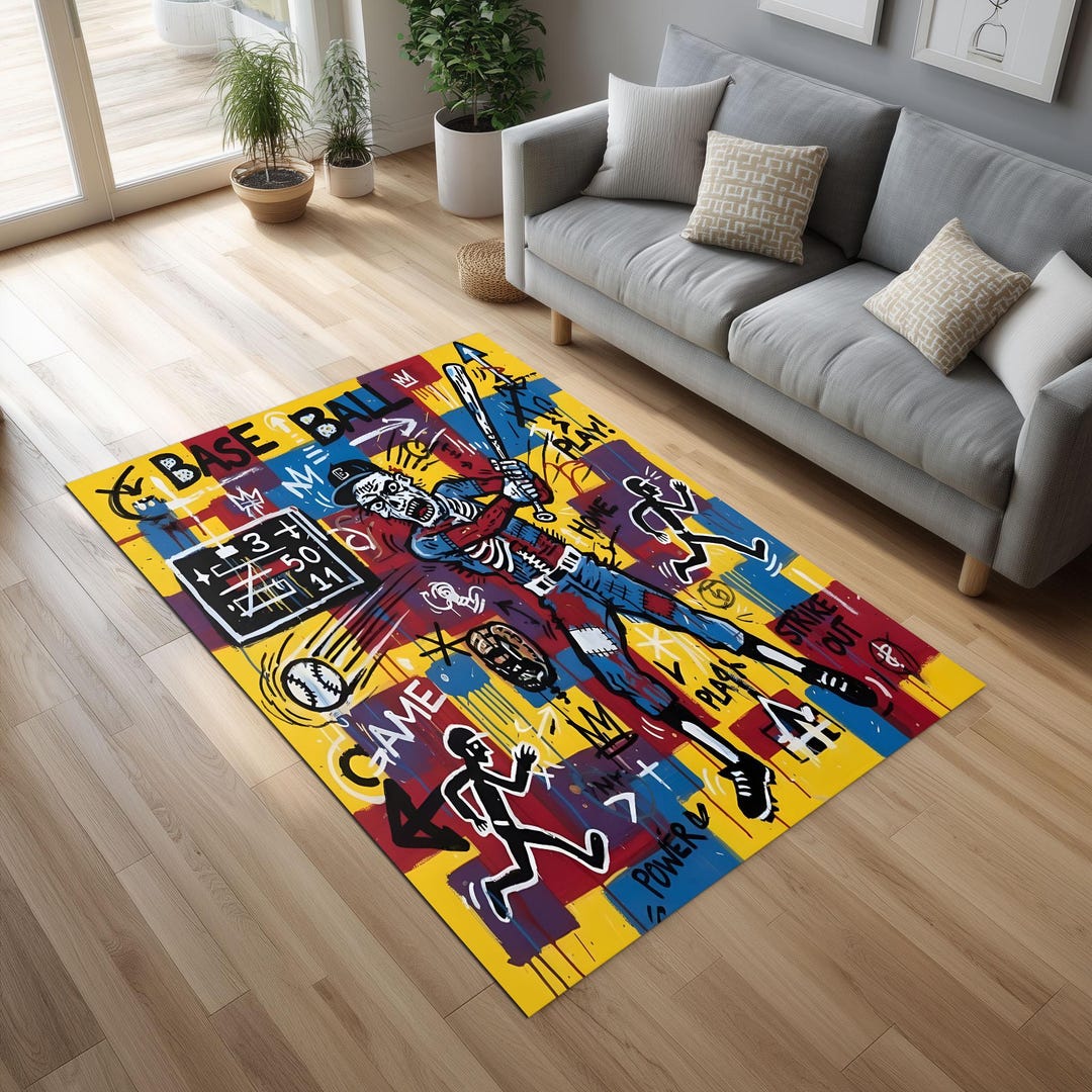 Baseball Rug Drawing Baseball Rug: Graffiti Street Art Design, Sports Fan Gift - Etsy