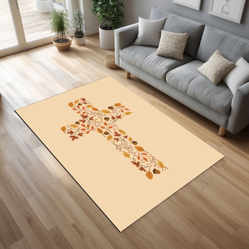 Christian Cross Area Rug: Religious Home Decor, Sacred Design - Etsy