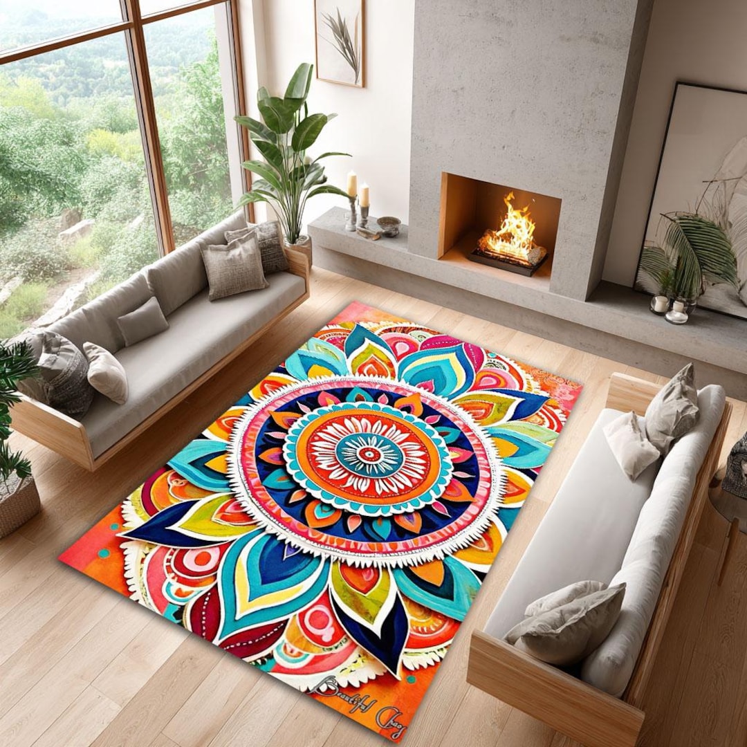 Colorful Mandala Area Rug – Boho Chic Home Decor - Etsy