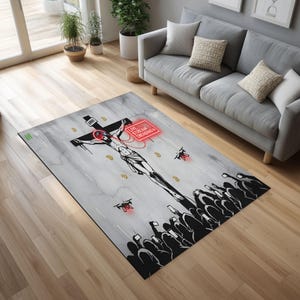 Trending Graffiti Jesus Rug, Modern Pop Art Carpet