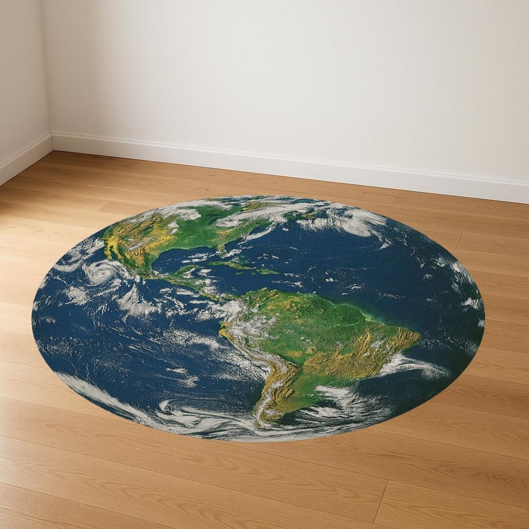 Earth Planet Round Rug – 3D World Map, Modern Decor - Etsy