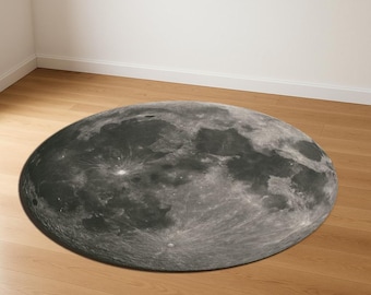 Alfombra redonda con textura lunar 3D, decoración cósmica