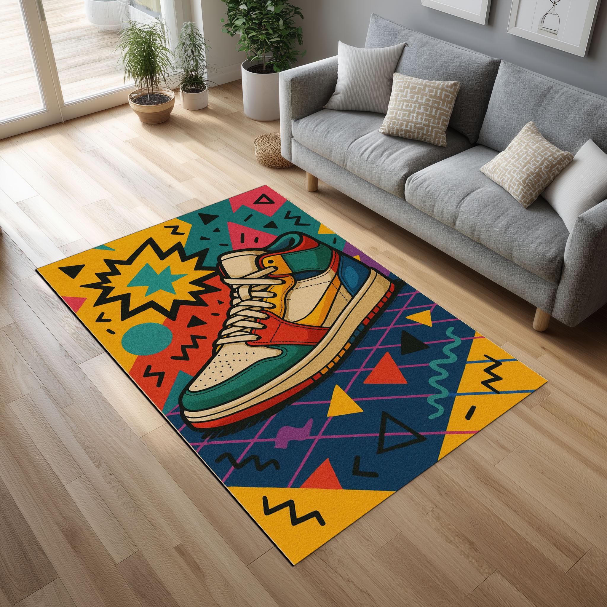 Retro Sneaker Rug: 90s Pop Art Streetwear Design - Etsy