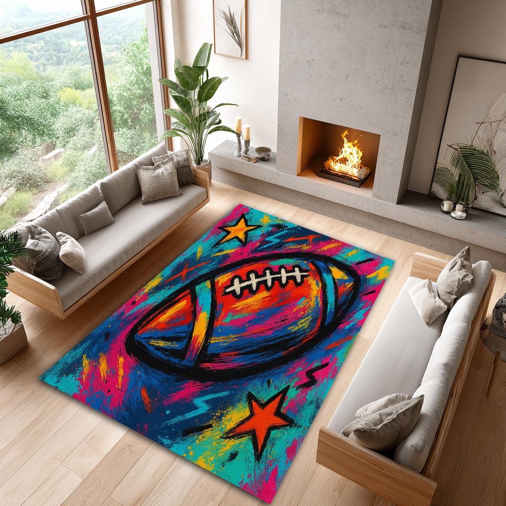Discover Pop Art Football Rug for Teen Room Decor