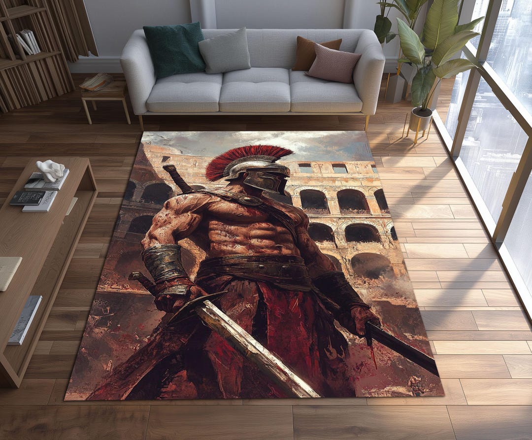 Epic Rug Epic Gladiator Warrior Rug – Ancient Roman Coliseum Fighter Carpet ...