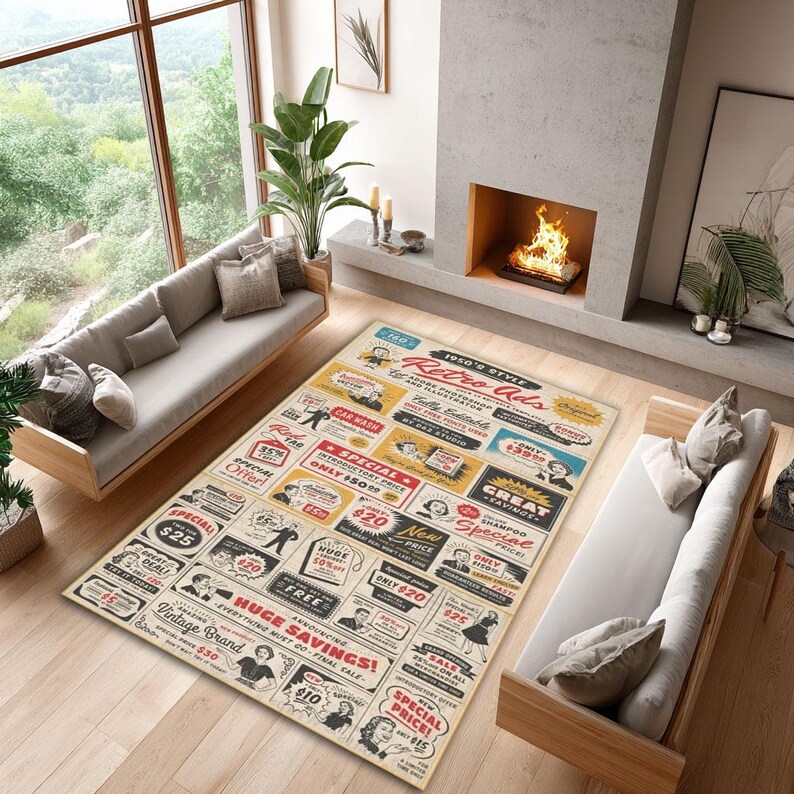 1950s Retro Ad Rug: Vintage Pop Art Design - Etsy