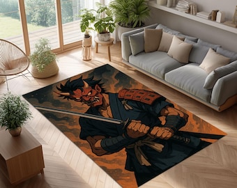 Oni Samurai Rug – Japanese Warrior Art, Anime Style