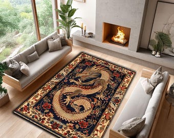 Orientalisk drakematta: Vintage blommig kant, asiatiskinspirerad inredning
