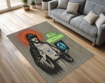 VR Jesus Graffiti Teppich - Digital Religion, Tech Messiah Art