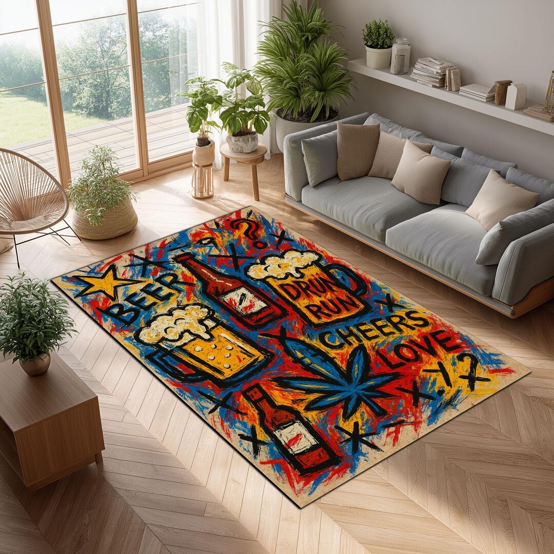 Custom Beer Rug Abstract Beer Rug: Colorful Pop Art Street Style Bar Carpet - Etsy