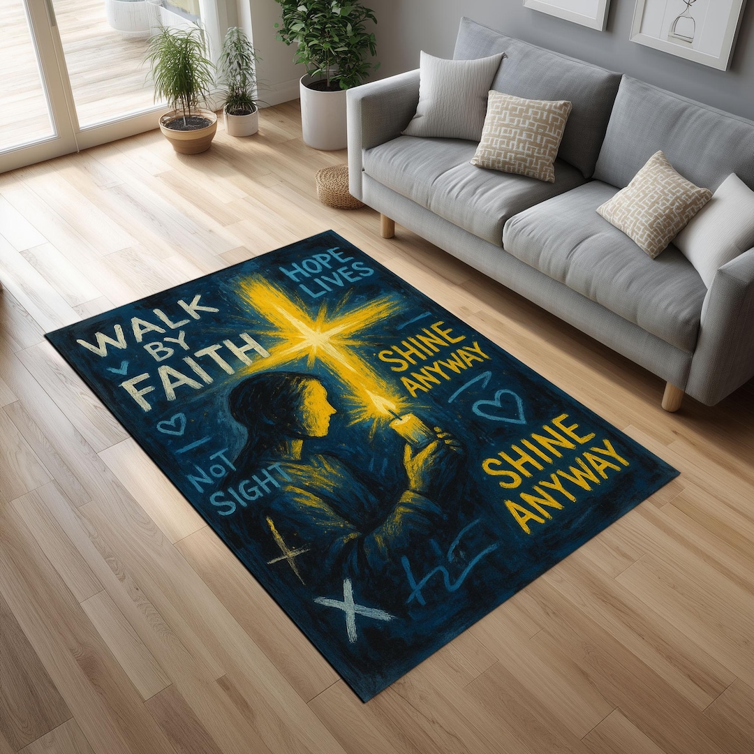 Walk by Faith Rug – Inspirational Christian Cross Art - Etsy