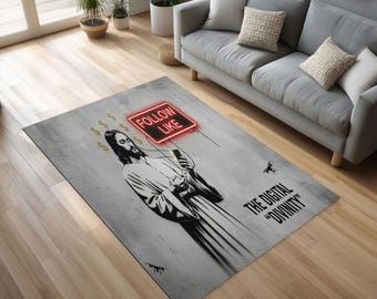 Digitale Göttlichkeit Graffiti Teppich - Tech Worship Pop Art Decor