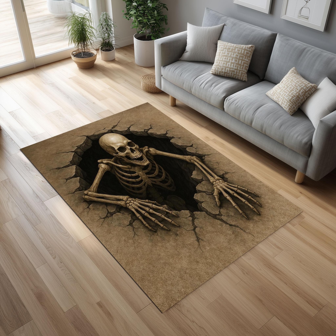 Hok Rug Skeleton Pattern 3D Skeleton Illusion Rug: Halloween Decor, Living Room Gift - Etsy