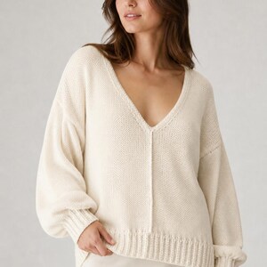 Ecru biologische katoenen trui, katoenen sweater, zomertrui, korte trui, natuurlijke trui, direct leverbaar, ecru sweater, katoen