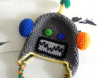 Robot Hat Crochet Pattern - All Sizes - Instant Download