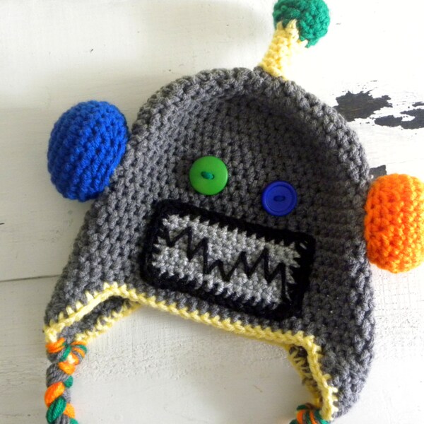 Robot Hat Crochet Pattern - All Sizes - Instant Download