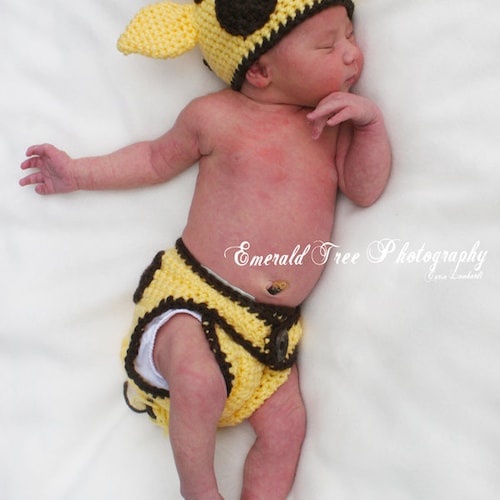 Ensemble bonnet et couvre-couche bébé girafe, motif au crochet - Téléchargement immédiat