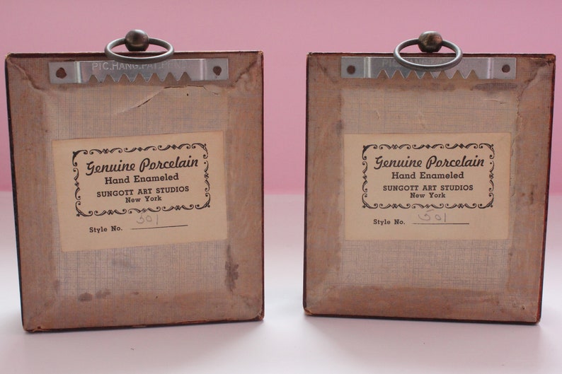 Vintage Sungott Art Studios Hand Enameled Portraits on Porcelain