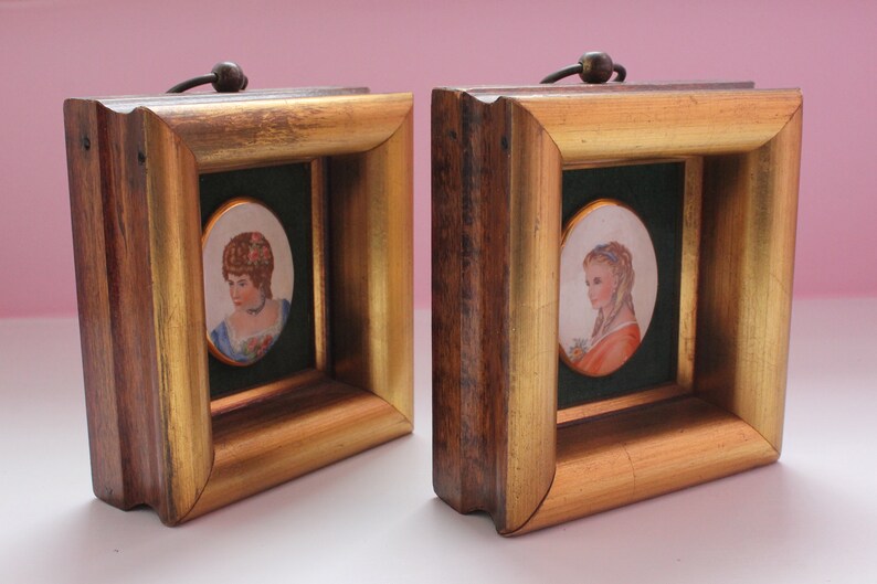 Vintage Sungott Art Studios Hand Enameled Portraits on Porcelain