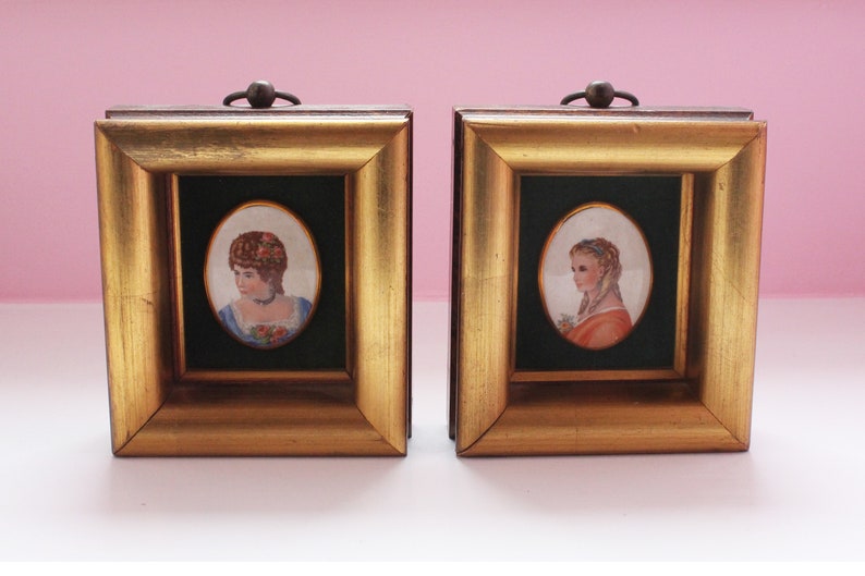 Vintage Sungott Art Studios Hand Enameled Portraits on Porcelain