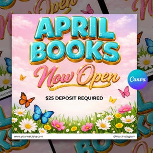 April Booking Flyer, Spring Booking Flyer, Easter Flyer, Book Now Appointments, Beauty, Lashes, Makeup, Nails, Braids, Wigs, Canva Editable