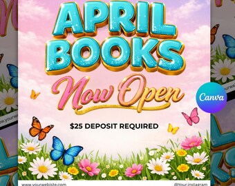 April Booking Flyer, Spring Booking Flyer, Easter Flyer, Book Now Appointments, Beauty, Lashes, Makeup, Nails, Braids, Wigs, Canva Editable