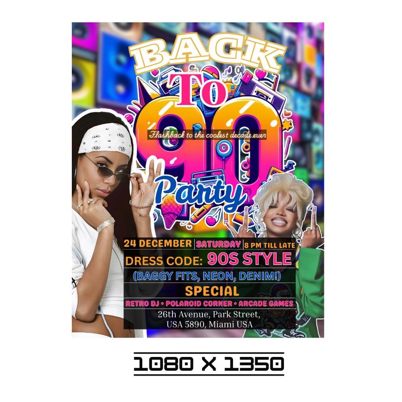 Editable 90s Birthday Party Invitation back to the 90s Neon party glow dance disco 2000s birthday 90s instant download, 90s Design Invite
Editable 90s Birthday Party Invitation back to the 90s Neon party glow dance disco 2000s birthday 90s instant download, 90s Design Invite90s Throwback Party Flyer | Retro Hip-Hop Event Invitation | Editable Digital Download