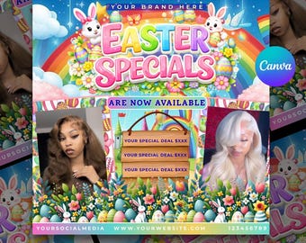 Editable April Booking Flyer, Easter Theme, Easter Special, Canva Template, Instant Digital Download, Service Promotion